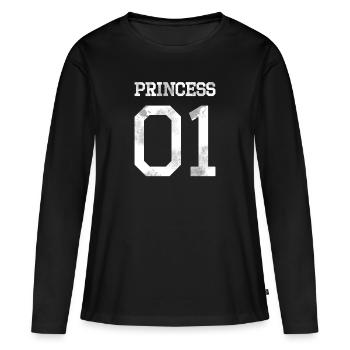 Princess 01 blanc used look shirt - T-shirt manches longues Premium bio Femme - noir - Devant - Julia (174cm)
