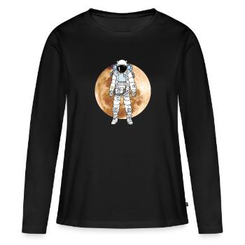 Astronaute, lune, alunissage, NASA - T-shirt manches longues Premium bio Femme - noir - Devant - Julia (174cm)