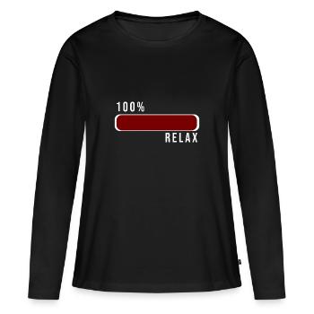 100 % Relax loading - 100 % Relax charger - T-shirt manches longues Premium bio Femme - noir - Devant - Julia (174cm)