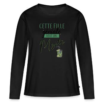 Cette fille veut un mojito - T-shirt manches longues Premium bio Femme - noir - Devant - Julia (174cm)