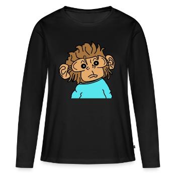 Singe singe - T-shirt manches longues Premium bio Femme - noir - Devant - Julia (174cm)