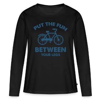 Fun sur le VTT - T-shirt manches longues Premium bio Femme - noir - Devant - Julia (174cm)