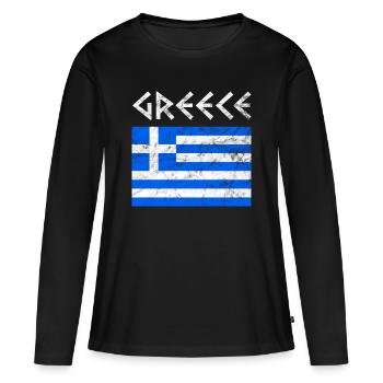 Grèce drapeau grec - T-shirt manches longues Premium bio Femme - noir - Devant - Julia (174cm)