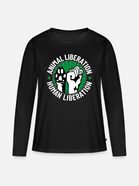 Animal LIberation – Human Liberation - Frauen Premium Bio Langarmshirt - Schwarz