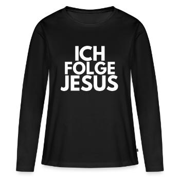 I follow Jesus - Women's Premium Organic Long Sleeve Shirt - black - Front - Julia (174cm)
