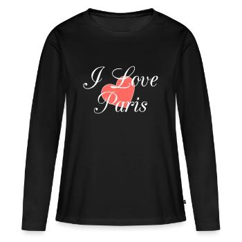 I love Paris - T-shirt manches longues Premium bio Femme - noir - Devant - Julia (174cm)