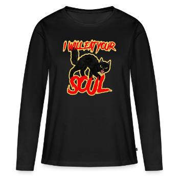 Katze hauskatze Kätzin Samtpfote Miezekatze Mieze - Frauen Premium Bio Langarmshirt - Schwarz - Vorne - Julia (174cm)