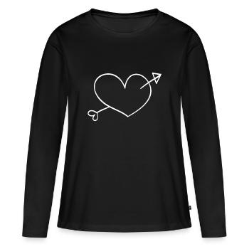 heart love - Women's Premium Organic Long Sleeve Shirt - black - Front - Julia (174cm)