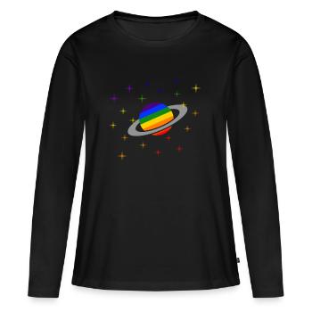LGBT Planet Gay Pride CSD Regenbogen Coming Out - T-shirt manches longues Premium bio Femme - noir - Devant - Julia (174cm)