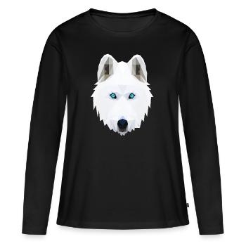 Wolf weißer Wolf blaue Augen Polygon - Frauen Premium Bio Langarmshirt - Schwarz - Vorne - Julia (174cm)
