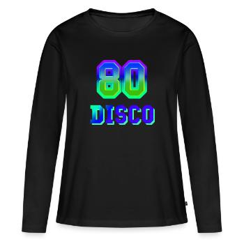 Discothèque des années 80 - T-shirt manches longues Premium bio Femme - noir - Devant - Julia (174cm)