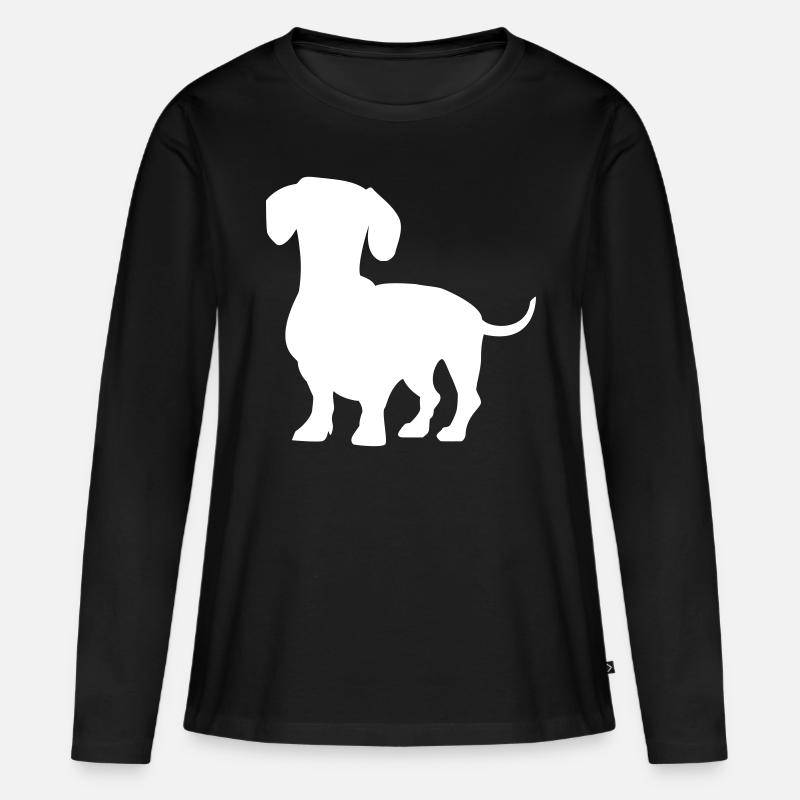 Dackel - Frauen Premium Bio Langarmshirt - Schwarz