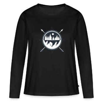 Kompass - Frauen Premium Bio Langarmshirt - Schwarz - Vorne - Julia (174cm)