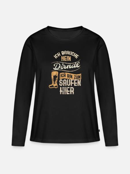 Dirndl - Frauen Premium Bio Langarmshirt - Schwarz