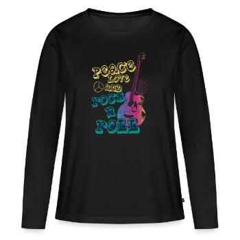 Amour et Paix et Rock'n'Roll - T-shirt manches longues Premium bio Femme - noir - Devant - Julia (174cm)