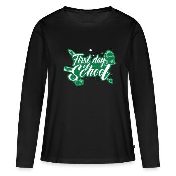 Scolarisation - premier jour d'école - T-shirt manches longues Premium bio Femme - noir - Devant - Julia (174cm)