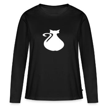 dicke Katze - Frauen Premium Bio Langarmshirt - Schwarz - Vorne - Julia (174cm)