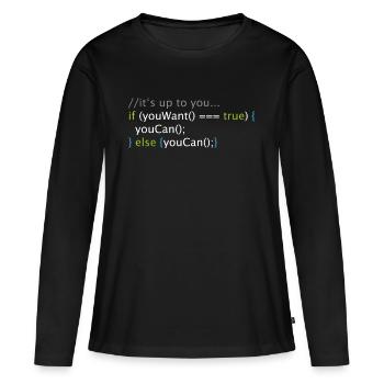 Informatique Nerd Geek Code programmeur - T-shirt manches longues Premium bio Femme - noir - Devant - Julia (174cm)