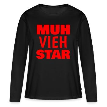 Muh Vieh Star - Frauen Premium Bio Langarmshirt - Schwarz - Vorne - Julia (174cm)
