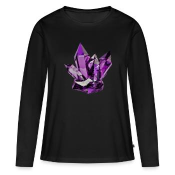 Géode pourpre - T-shirt manches longues Premium bio Femme - noir - Devant - Julia (174cm)