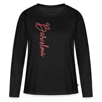 Barcelone - T-shirt manches longues Premium bio Femme - noir - Devant - Julia (174cm)
