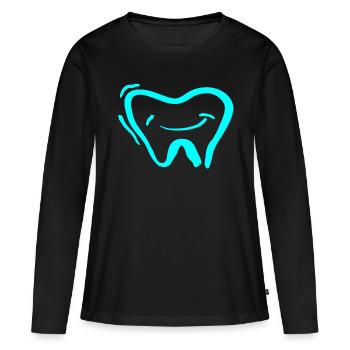Dent - T-shirt manches longues Premium bio Femme - noir - Devant - Julia (174cm)