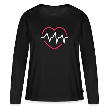 Herz Frequenz Medizin Arzt Sanitäter Pfleger - Frauen Premium Bio Langarmshirt - Schwarz - Vorne - Julia (174cm)