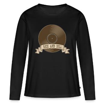 Rock n roll Rock Rock and Roll Vinyle - T-shirt manches longues Premium bio Femme - noir - Devant - Julia (174cm)