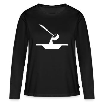 Suppe Suppenlöffel - Frauen Premium Bio Langarmshirt - Schwarz - Vorne - Julia (174cm)