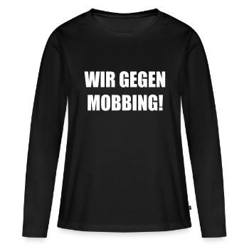 Wir gegen Mobbing - Frauen Premium Bio Langarmshirt - Schwarz - Vorne - Julia (174cm)