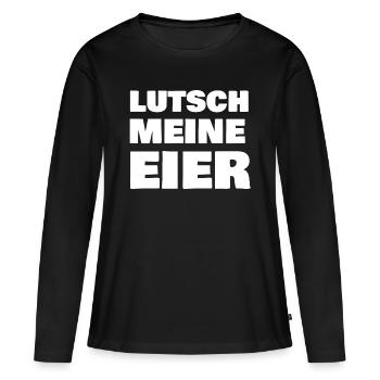 Lutsch meine Eier - Frauen Premium Bio Langarmshirt - Schwarz - Vorne - Julia (174cm)