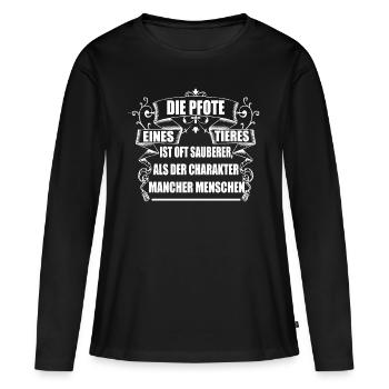 Tier Tiere Die Pfote Eines Tieres - Frauen Premium Bio Langarmshirt - Schwarz - Vorne - Julia (174cm)
