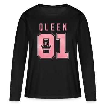 Queen Queen 01 - Women's Premium Organic Long Sleeve Shirt - black - Front - Julia (174cm)