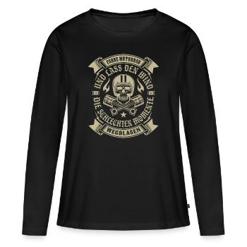 Fahre Motorrad Und Der Wind Bläst Die Sorgen Weg - Frauen Premium Bio Langarmshirt - Schwarz - Vorne - Julia (174cm)