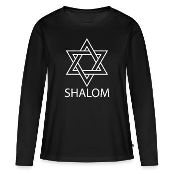 Shalom Etoile de David Judaïsme - T-shirt manches longues Premium bio Femme - noir - Devant - Julia (174cm)