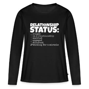 funny relationship status relationship single solo - Women's Premium Organic Long Sleeve Shirt - black - Front - Julia (174cm)