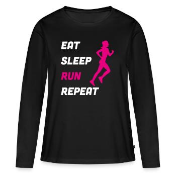 Eat Sleep Run Repeat Jogging Run Gift - Women's Premium Organic Long Sleeve Shirt - black - Front - Julia (174cm)