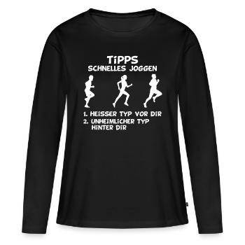 Spruch Joggen Rennen Laufen Sport Lustig - Frauen Premium Bio Langarmshirt - Schwarz - Vorne - Julia (174cm)