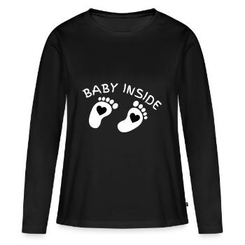 bébé à l'intérieur sur le ventre de bébé enceinte - T-shirt manches longues Premium bio Femme - noir - Devant - Julia (174cm)