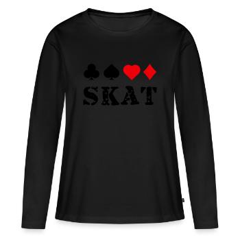 Skat Cards - Women's Premium Organic Long Sleeve Shirt - black - Front - Julia (174cm)