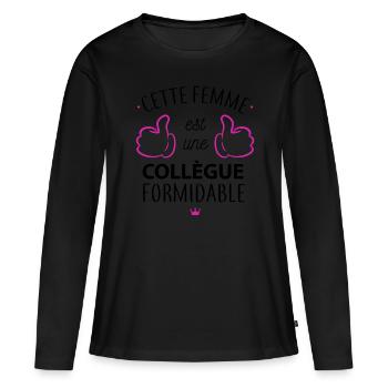 Une collegue formidable - T-shirt manches longues Premium bio Femme - noir - Devant - Julia (174cm)