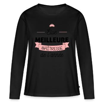 Meilleure maîtresse de l année - T-shirt manches longues Premium bio Femme - noir - Devant - Julia (174cm)