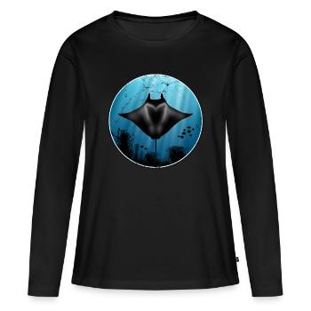 Mantara - T-shirt manches longues Premium bio Femme - noir - Devant - Julia (174cm)