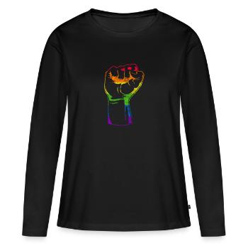 Droits de l’homme - T-shirt manches longues Premium bio Femme - noir - Devant - Julia (174cm)