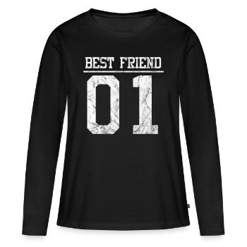 Beste Freunde Best Friend - Frauen Premium Bio Langarmshirt - Schwarz - Vorne - Julia (174cm)
