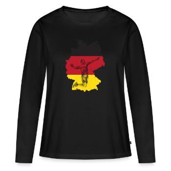 Handball Deutschland Fan - Frauen Premium Bio Langarmshirt - Schwarz - Vorne - Julia (174cm)