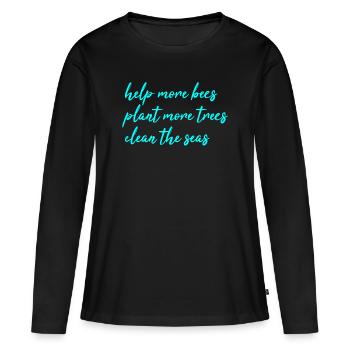 Naturschutz - Frauen Premium Bio Langarmshirt - Schwarz - Vorne - Julia (174cm)