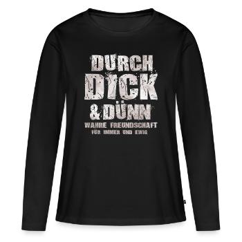 L’amitié - T-shirt manches longues Premium bio Femme - noir - Devant - Julia (174cm)