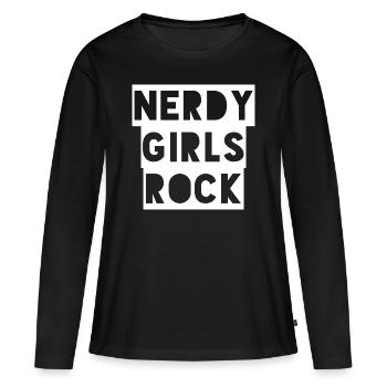 Nerdy Girls Rock - T-shirt manches longues Premium bio Femme - noir - Devant - Julia (174cm)
