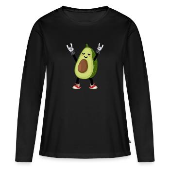 Avocado Devil Horns Pommesgabel Heavy Metal Fans - Frauen Premium Bio Langarmshirt - Schwarz - Vorne - Julia (174cm)
